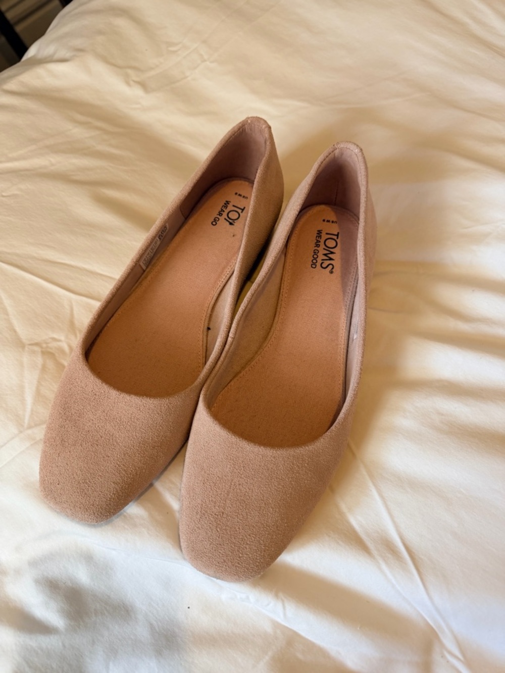 TOMS Blush Suede Rounded Toe Ballet Flats